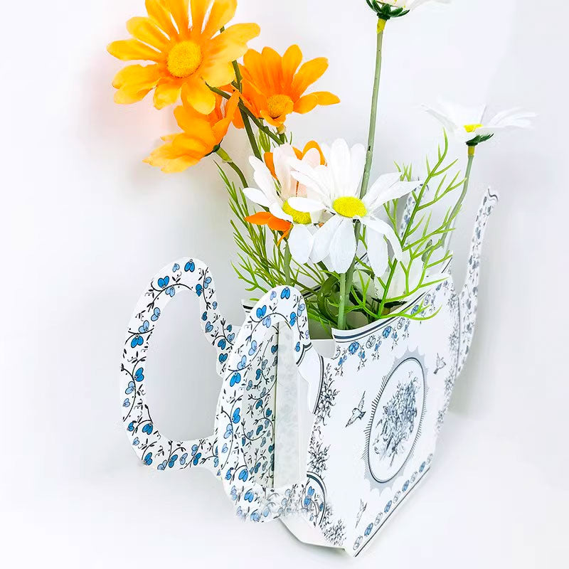 Elegant tabletop paper decor. Intricate design paper vase centerpiece