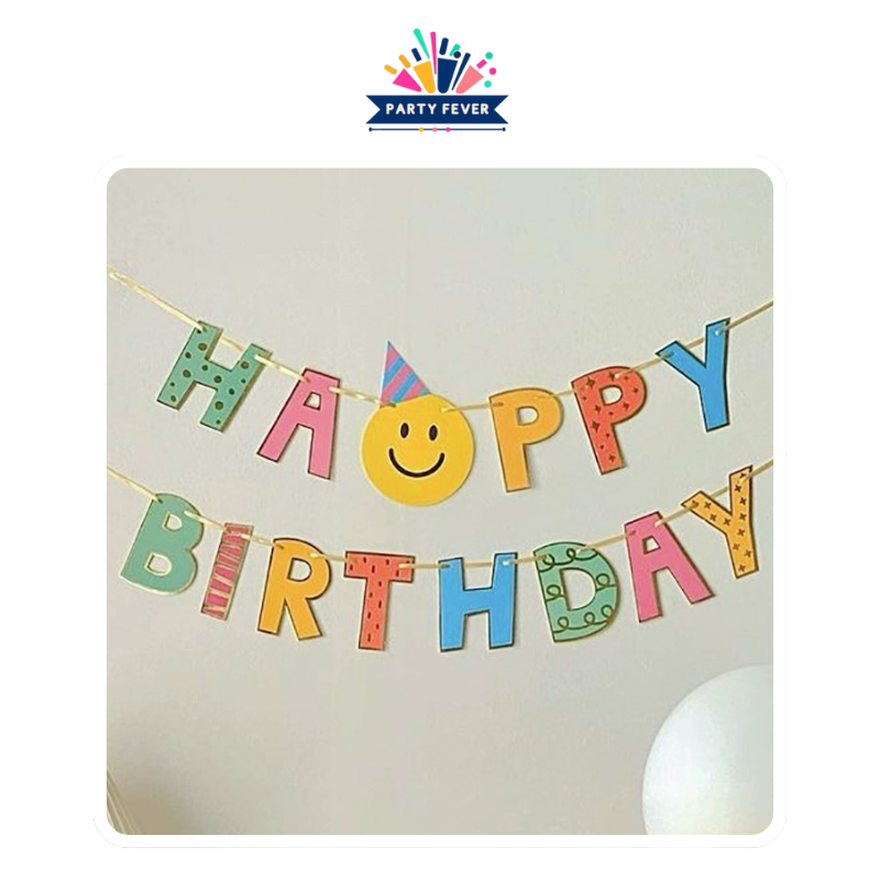 Pastel Festive Happy Birthday Banner With Macaron Colorful Letters