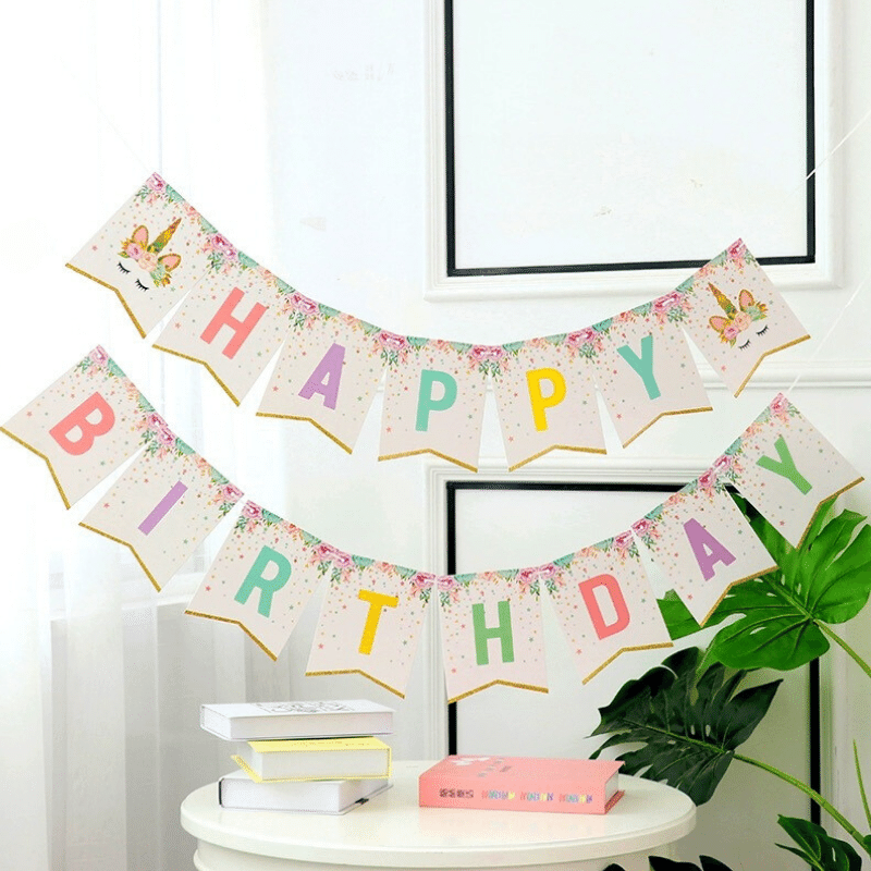 Enchanting unicorn-themed birthday banner