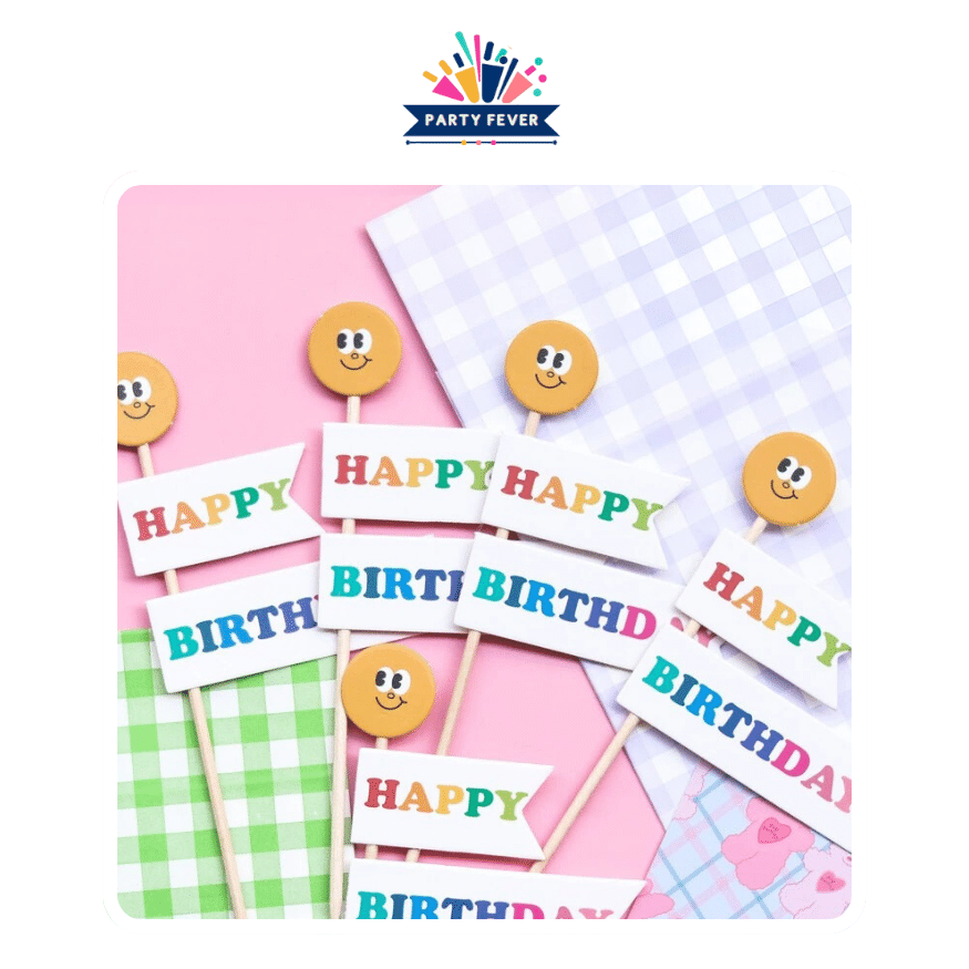  Smiley Face Birthday Cake Toppers（Pack of 5）