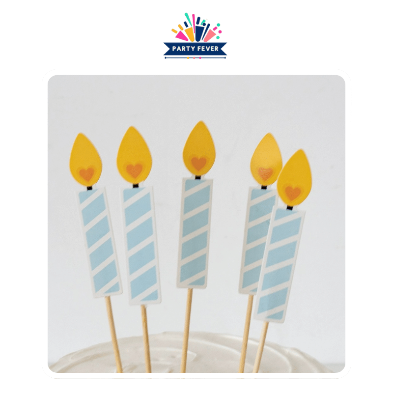Candle Shaped Cake Toppers for Celebrations - baby blue - pack of 5