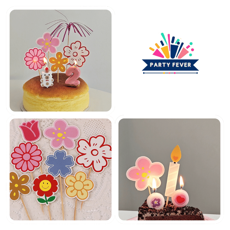 Versatile Celebratory Flower Accents Pack Cake Toppers Set