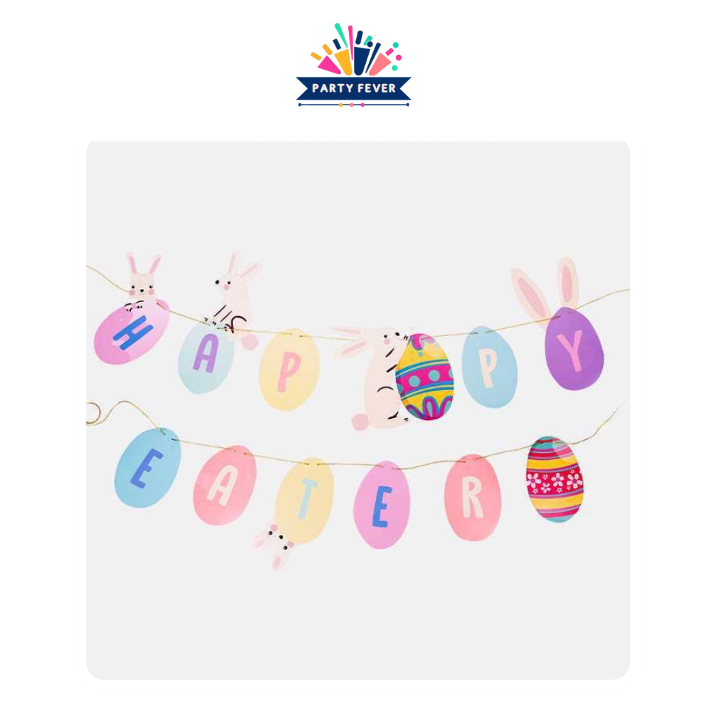 Easter bunny and egg party banner