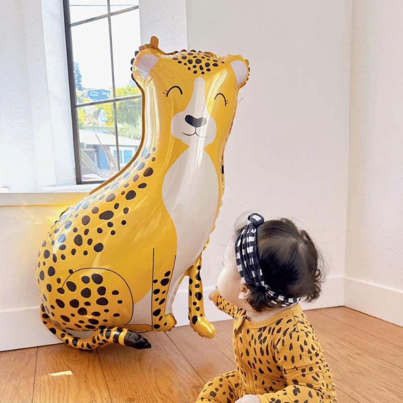Untamed party charm balloon for celebrations. Striking cheetah print design party balloon