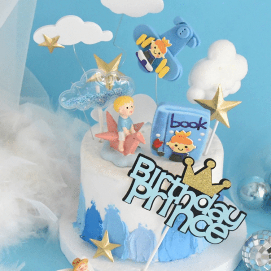 Glittery Magic: Cloud & Heart Cake Toppers for Special Celebrations. Perfect for baby shower or under the sea party.