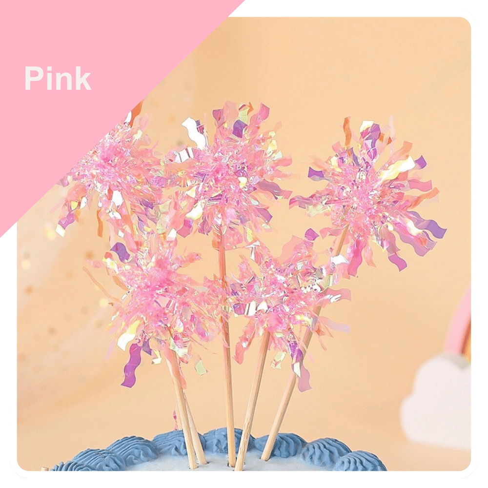 Pink Foil Firework Cake Toppers-Sparkling party essentials