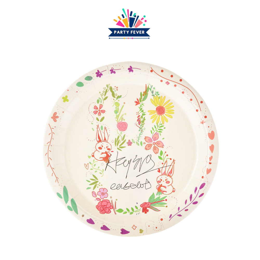 Easter Floral Bunny Disposable Paper Plates Pack of 8