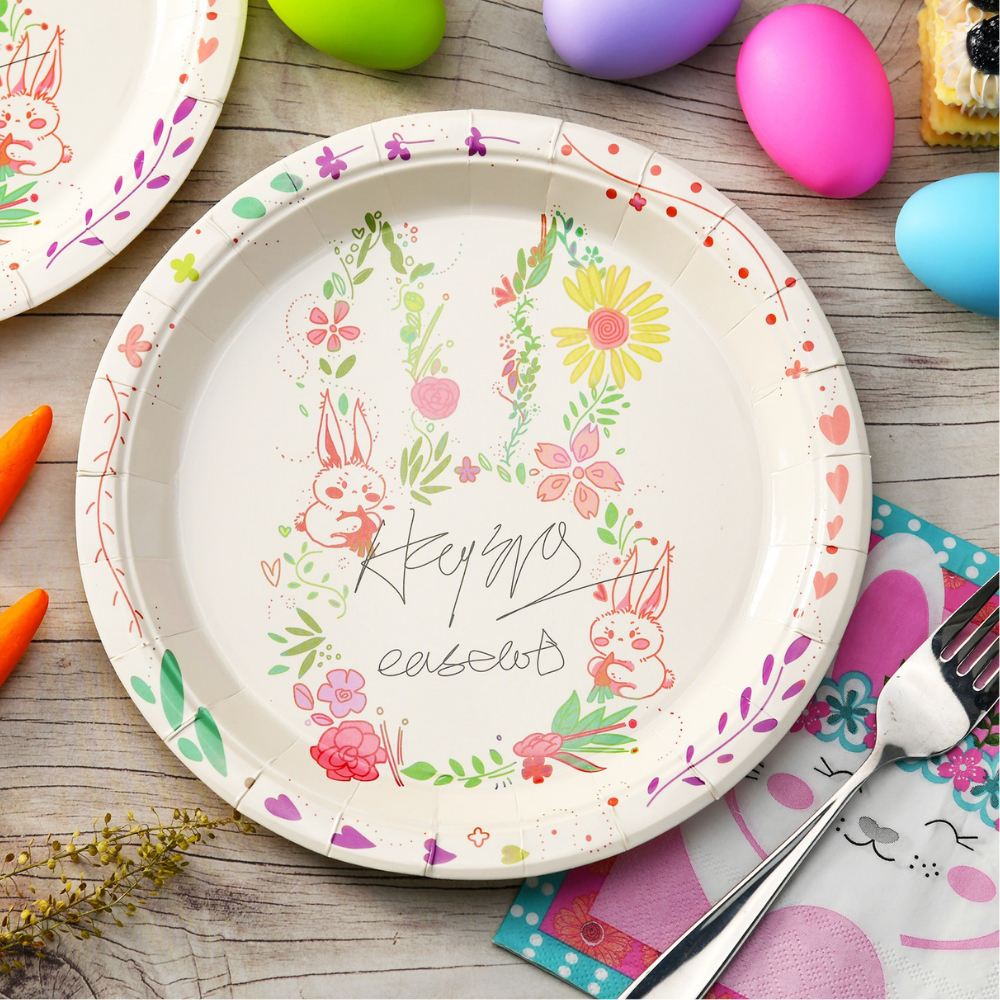 Bunny and Floral Design Paper Plates