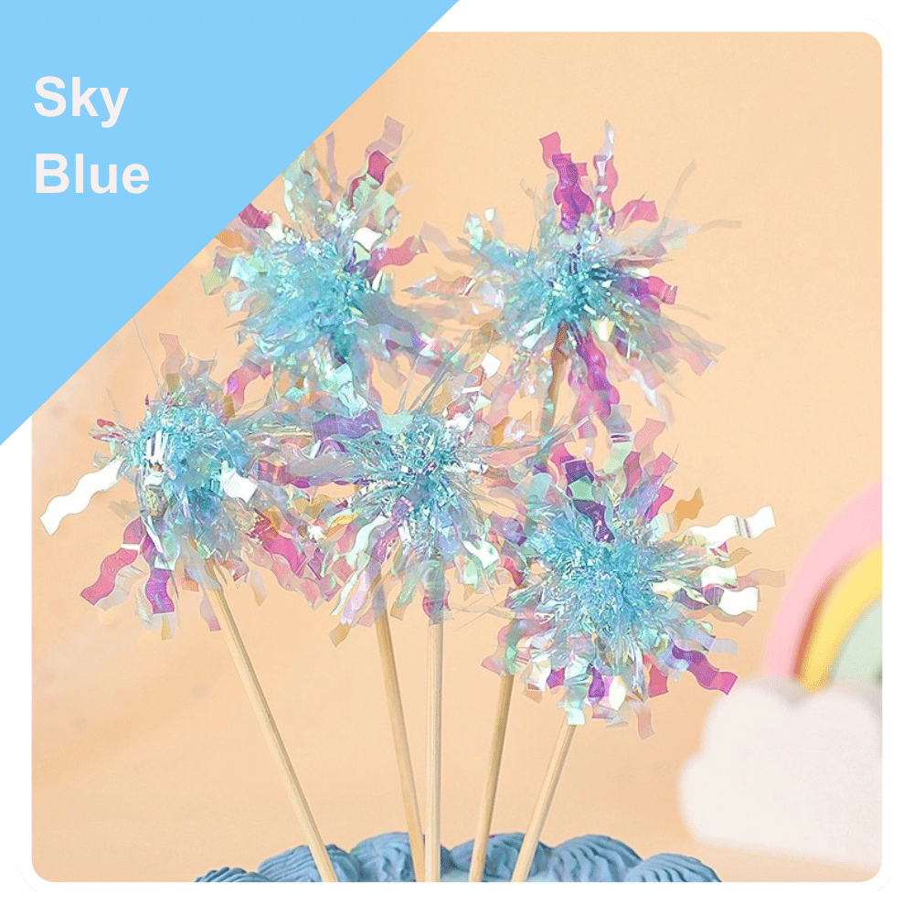 Blue  Foil Firework Cake Toppers-cake accessories