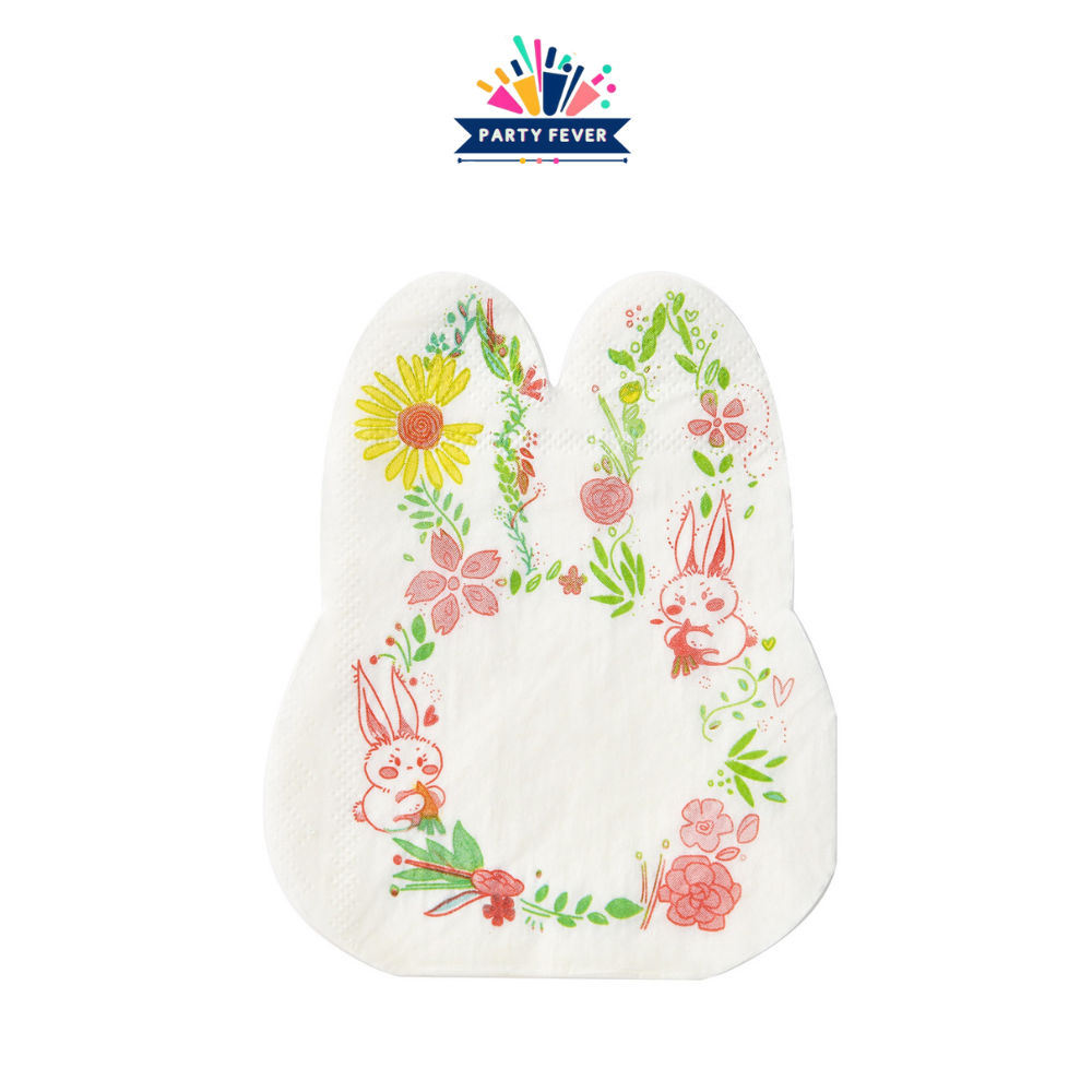Easter Floral Bunny Shape Disposable Paper Napkins