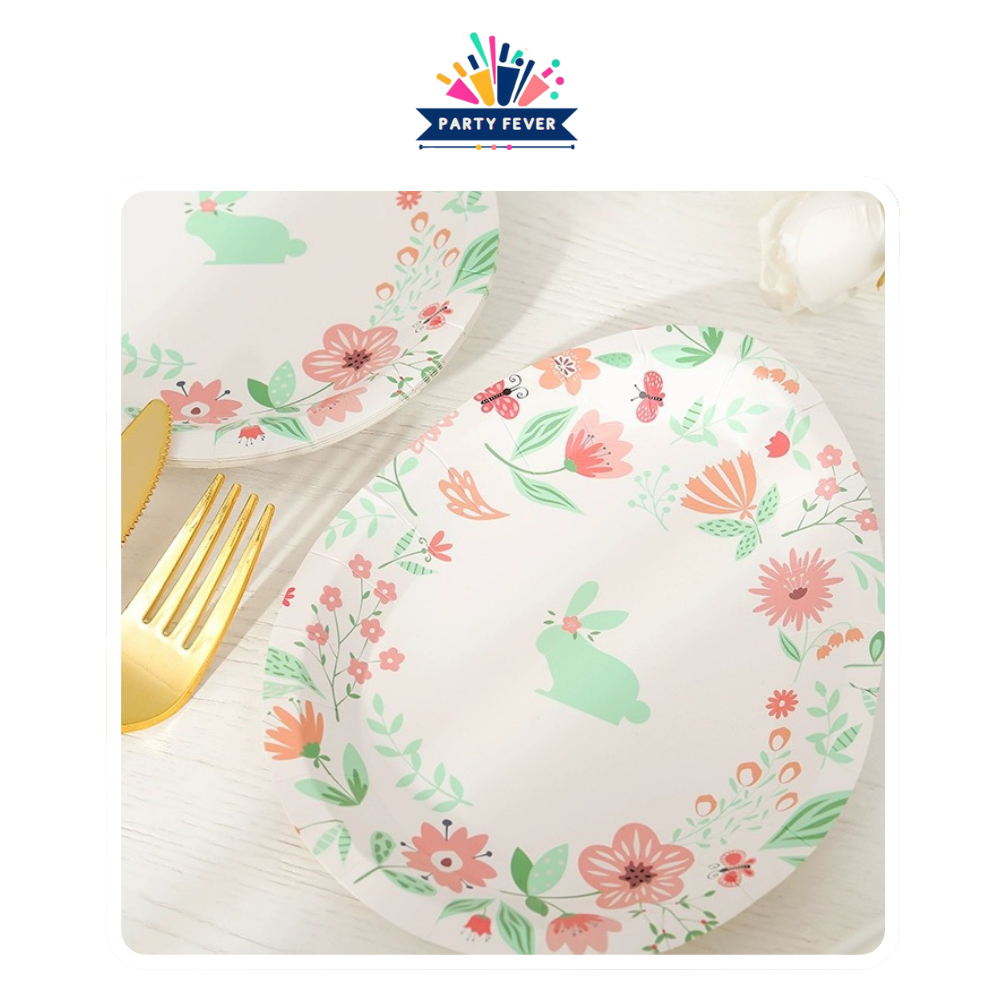 Spring-Inspired Easter Egg Floral Paper Plates Pack of 8