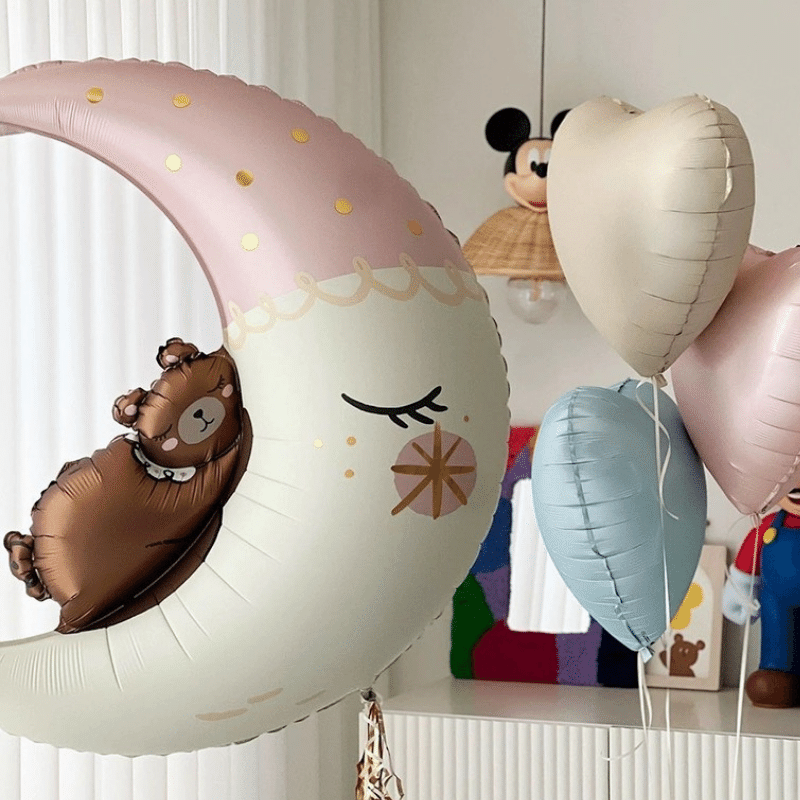 Enchanting Sleeping Bear Moon Balloons for Dreamy-Themed Parties