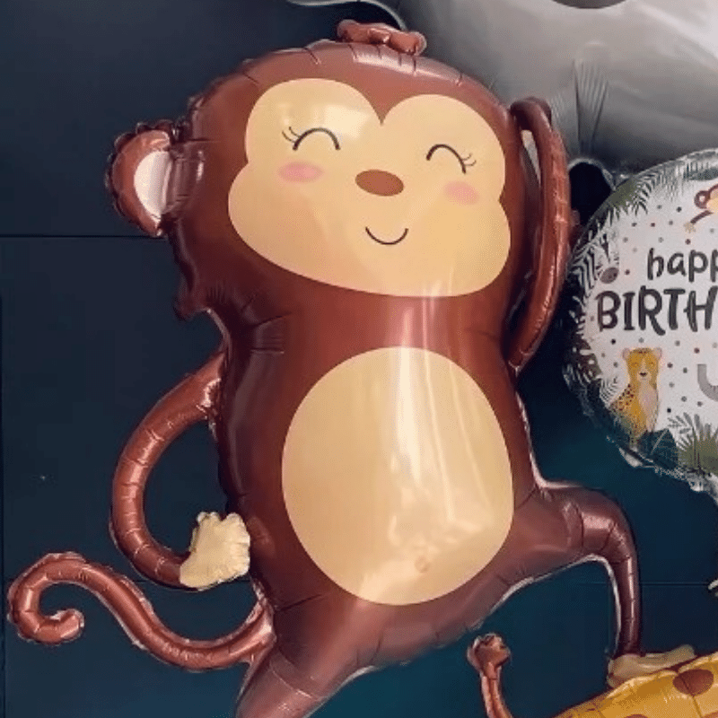 Cheerful 36-inch monkey balloon. Vivid jungle monkey theme balloon