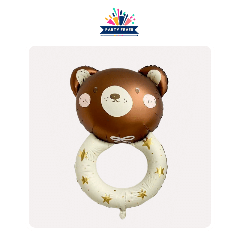 Playful bear decorated ring-shaped helium balloon (31 in)