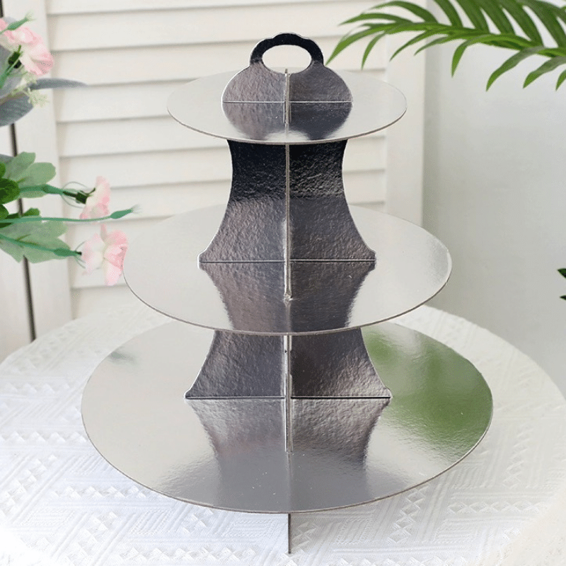 Sturdy and Stylish Dessert Stand - Silver Tiered Display
