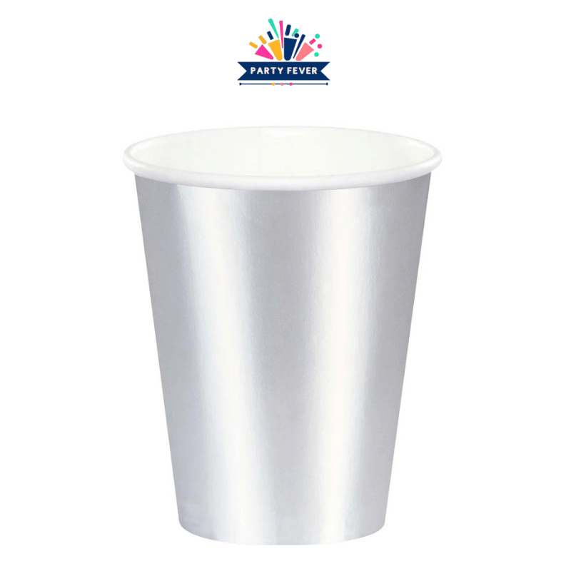 Silver Heavy Duty Paper Cups - Pack of 8 Elegant Cups