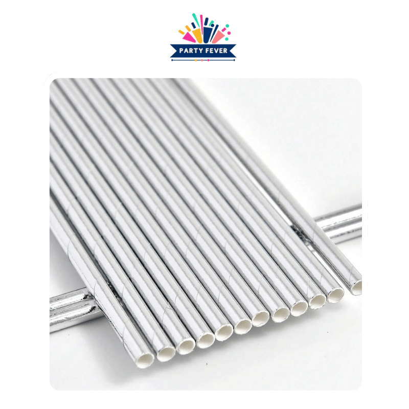 Chic Silver Straws - Pack of 25 Eco-Friendly Biodegradable Straws
