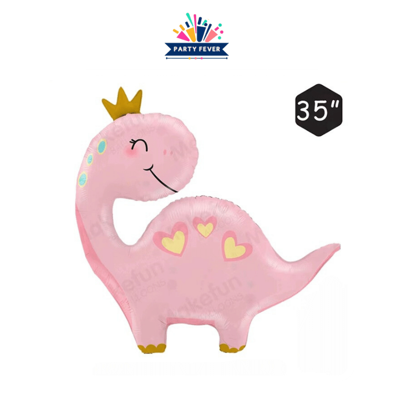 Pretty princess dinosaur. Crowned pink dinosaur decoration (35")