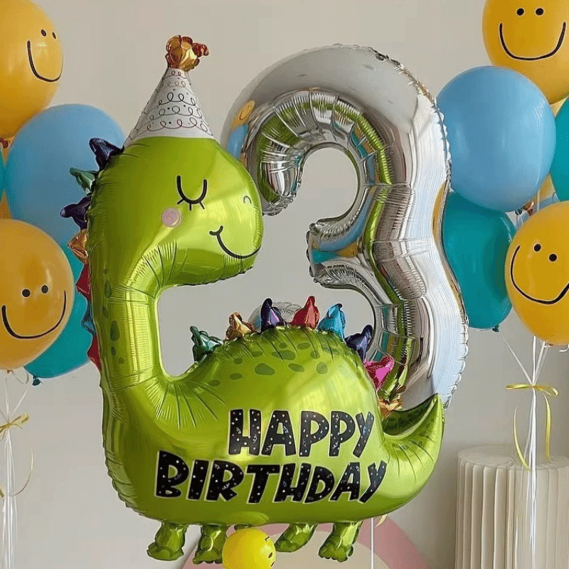Adorable Dino Birthday Decor. Dino Party Theme Balloon