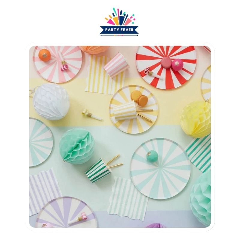 Stripes Party Paper Plates - Colorful disposable plates for parties