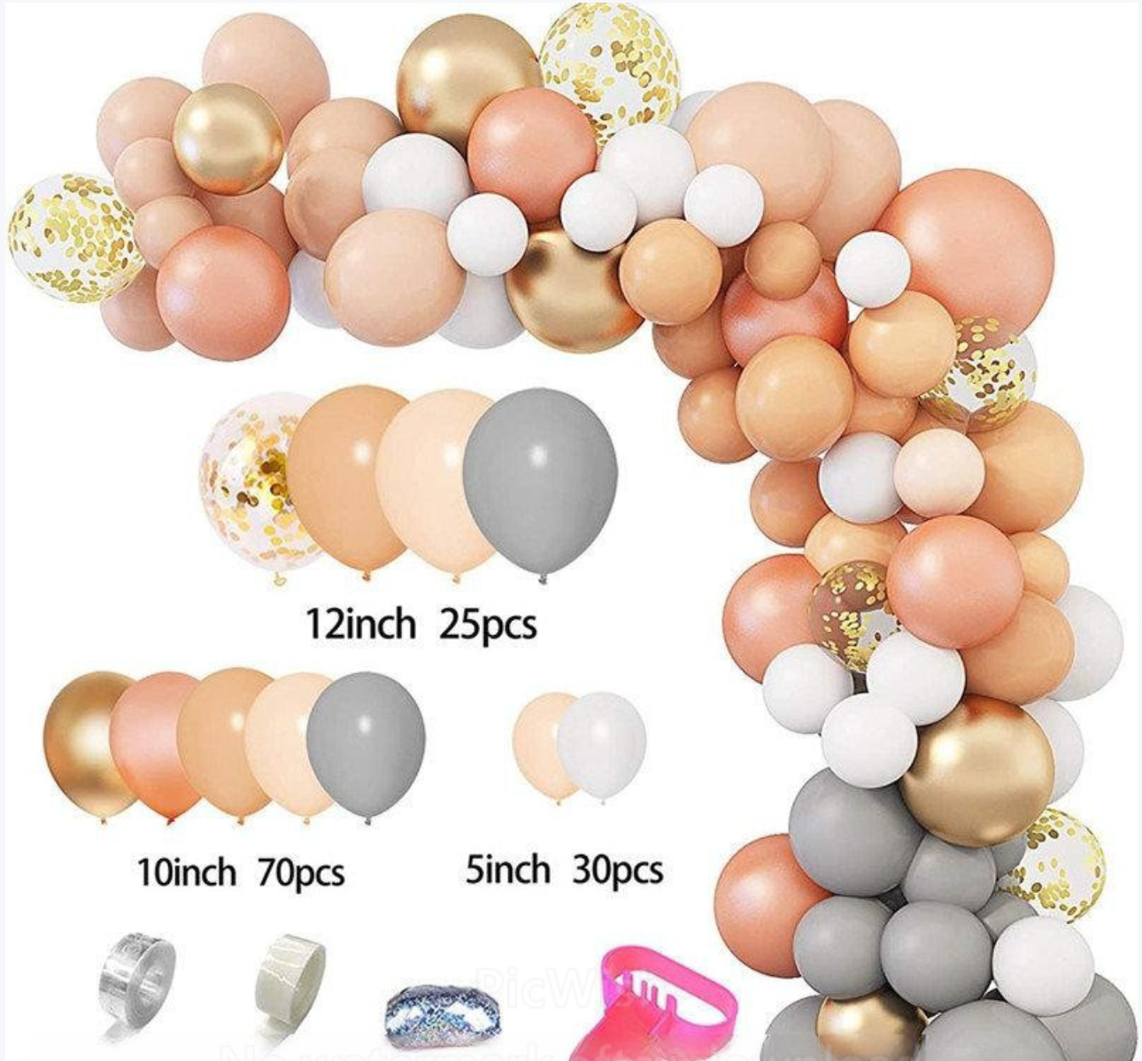 Rose Gold & Nude Balloon Decoration Set - Large Quantity for Stunning Balloon Arrangements