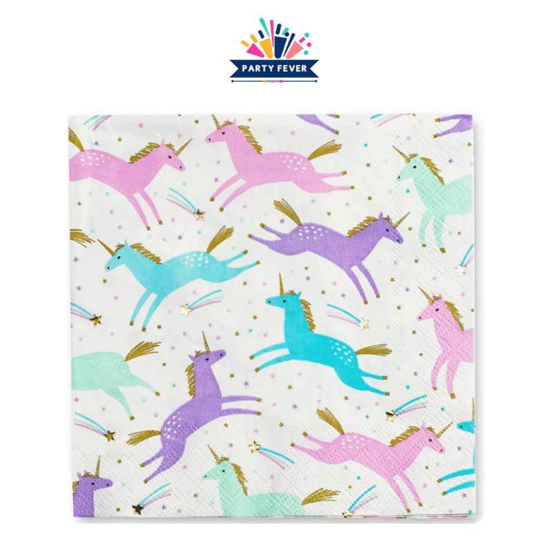 Colorful unicorn design napkins (pack of 16)