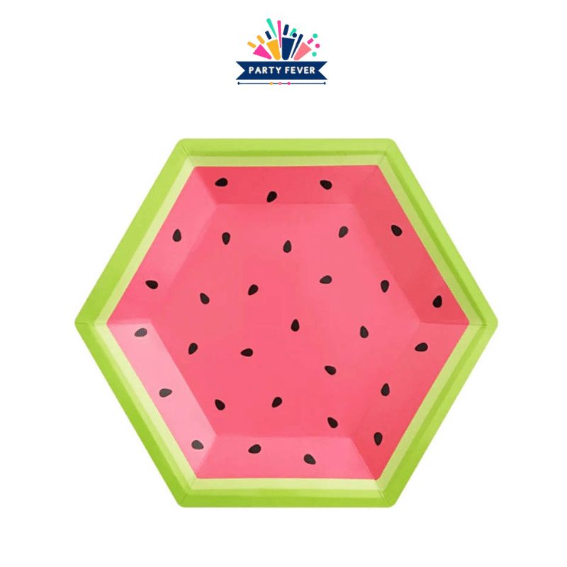 Watermelon pattern disposable plates for parties - Pack of 8