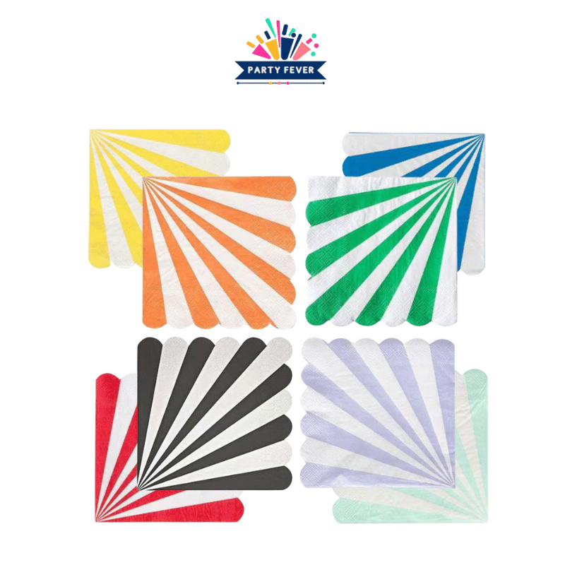 Vibrant Stripes Party Napkins in various colors
