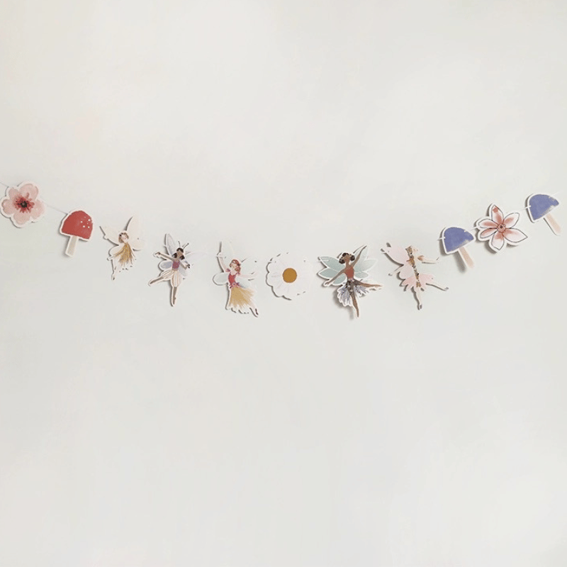 Fairy floral garland decoration with fairies