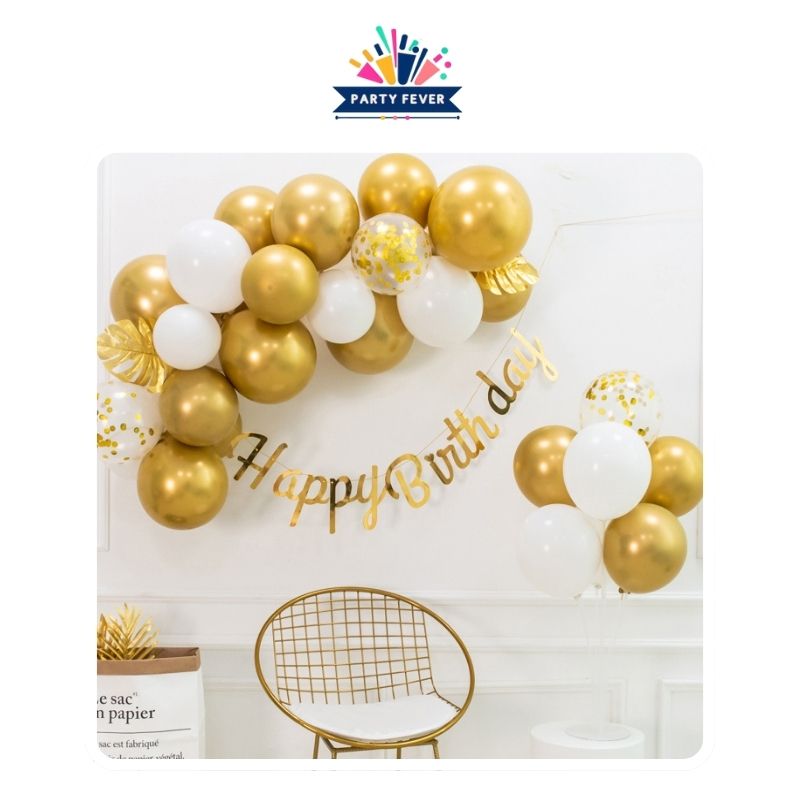 Elevate Your Birthday Celebration with Our White & Gold Balloon Chain