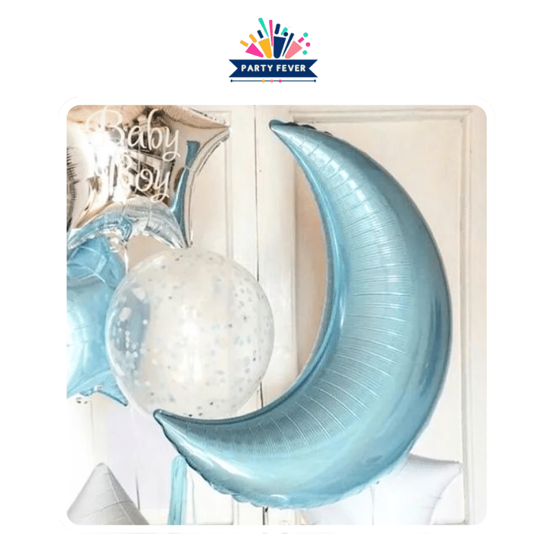 Pastel Blue Crescent Moon Balloon Large Celestial Party Decoration