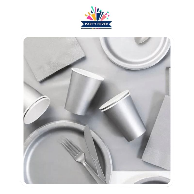 Elevate Your Dining Experience with Our Silver Heavy Duty Dinner Plates Party Sets