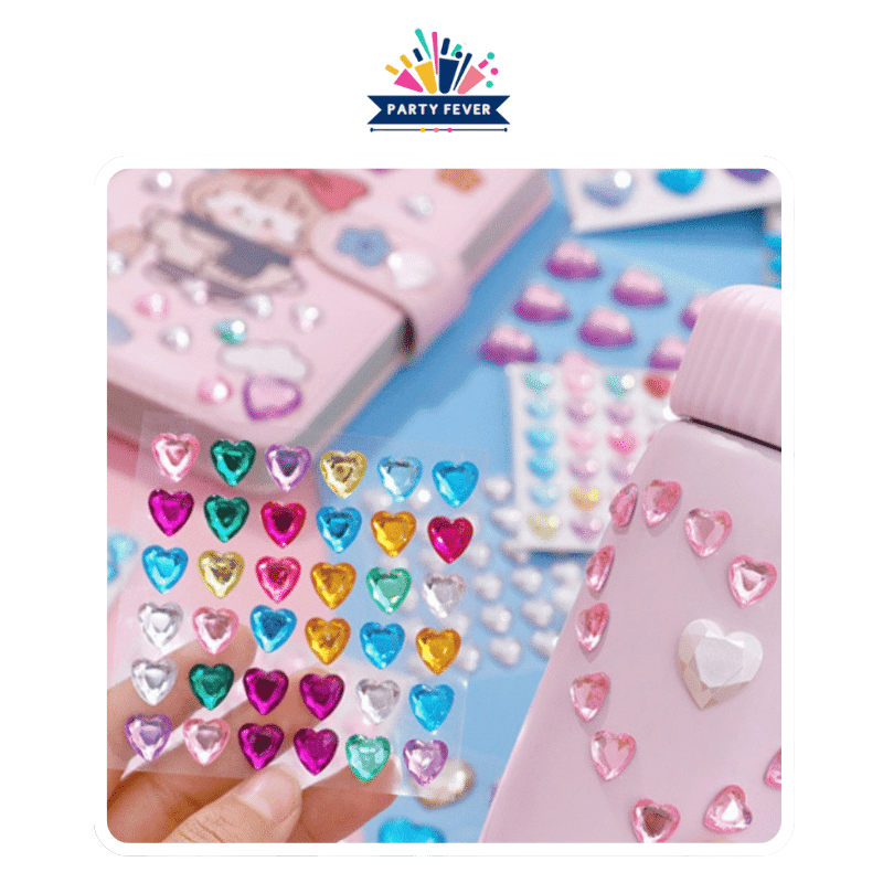 Heart Rhinestone Stickers.Adhesive-backed and 3D-shaped, ideal for face adornment, gifts, décor, and more. Perfect for Valentine's makeup or party looks.