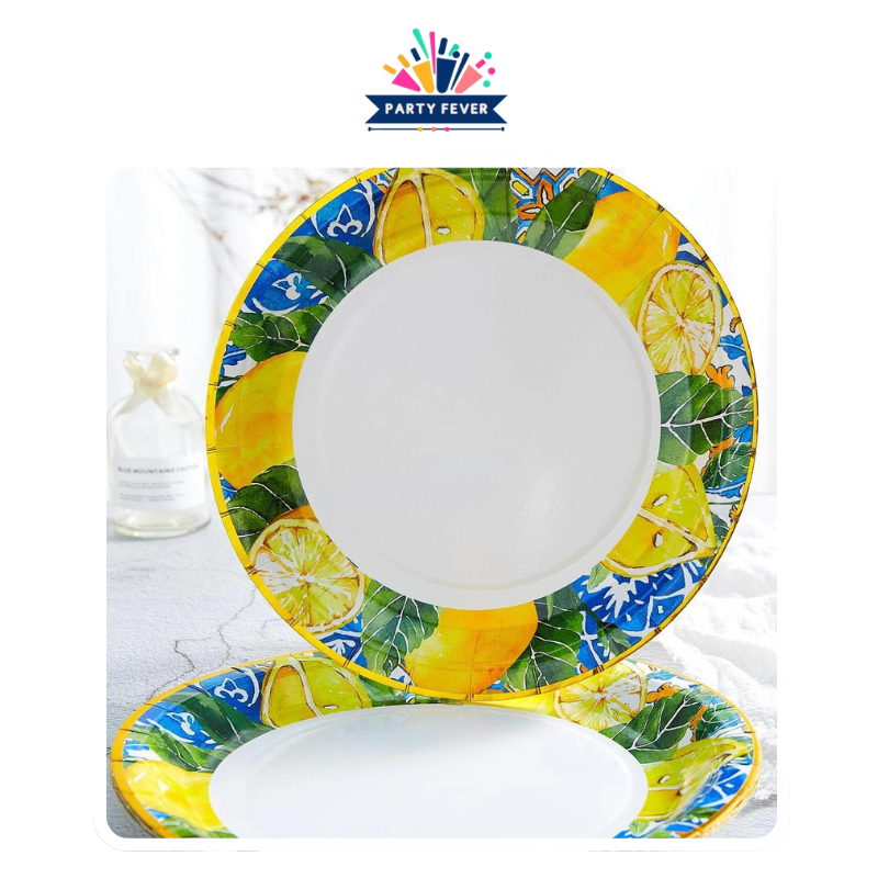 Mediterranean style lemon plates set- pack of 8 - 10inches