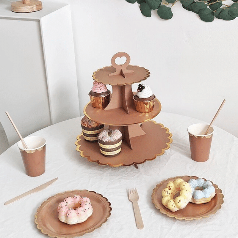 Rustic Chic Dessert Stand - Heart Top. Versatile Tiered Kraft Paper Cupcake Rack