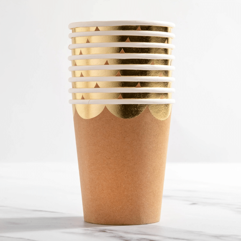 Eco-Conscious Gold Foil Edge Design Drinkware - pack of 8