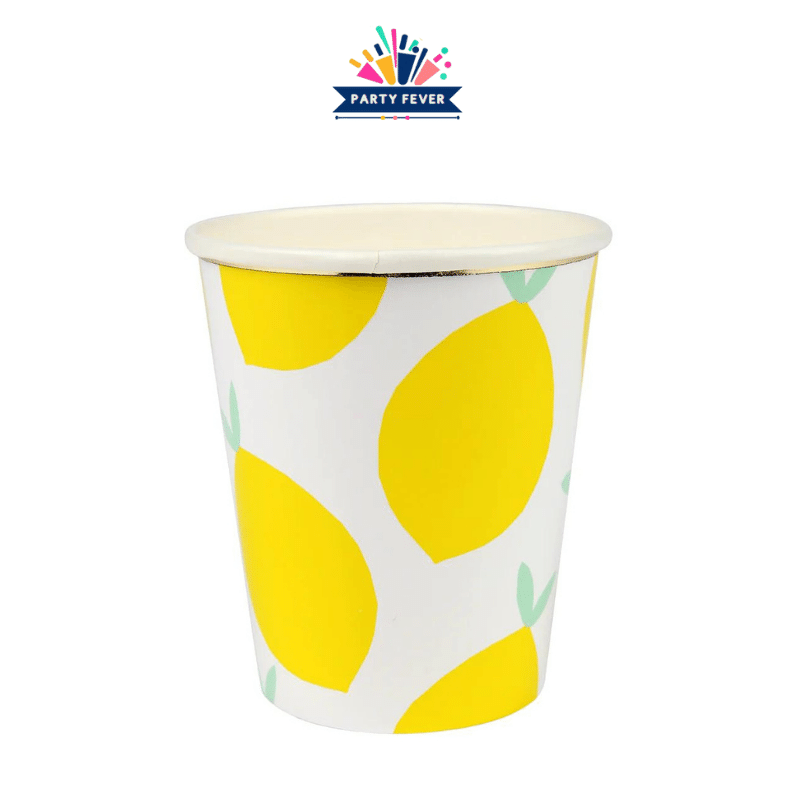 Vibrant Lemon Pattern Cups for Celebrations - 9oz - pack of 8
