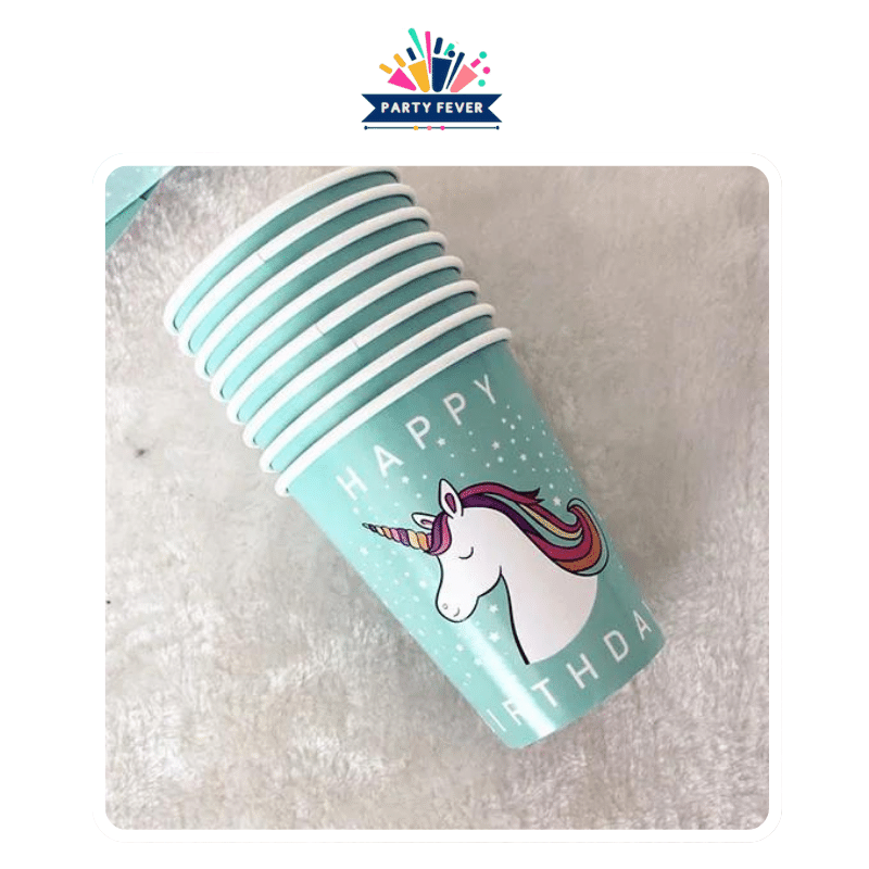 Unicorn Baby Blue Cups - Pack of 8