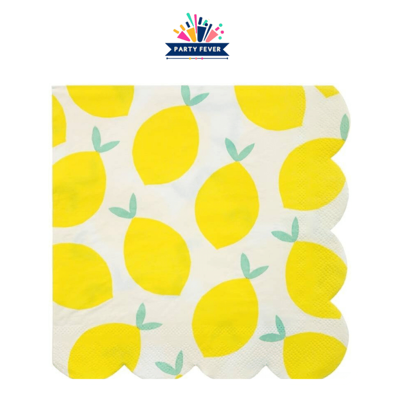 Lemon patterned napkins for events - pack of 16