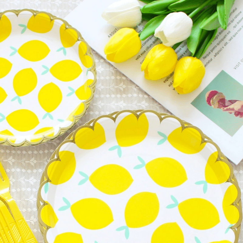 Fresh and Fruity: Lemon Pattern Party Sets for Tea Parties