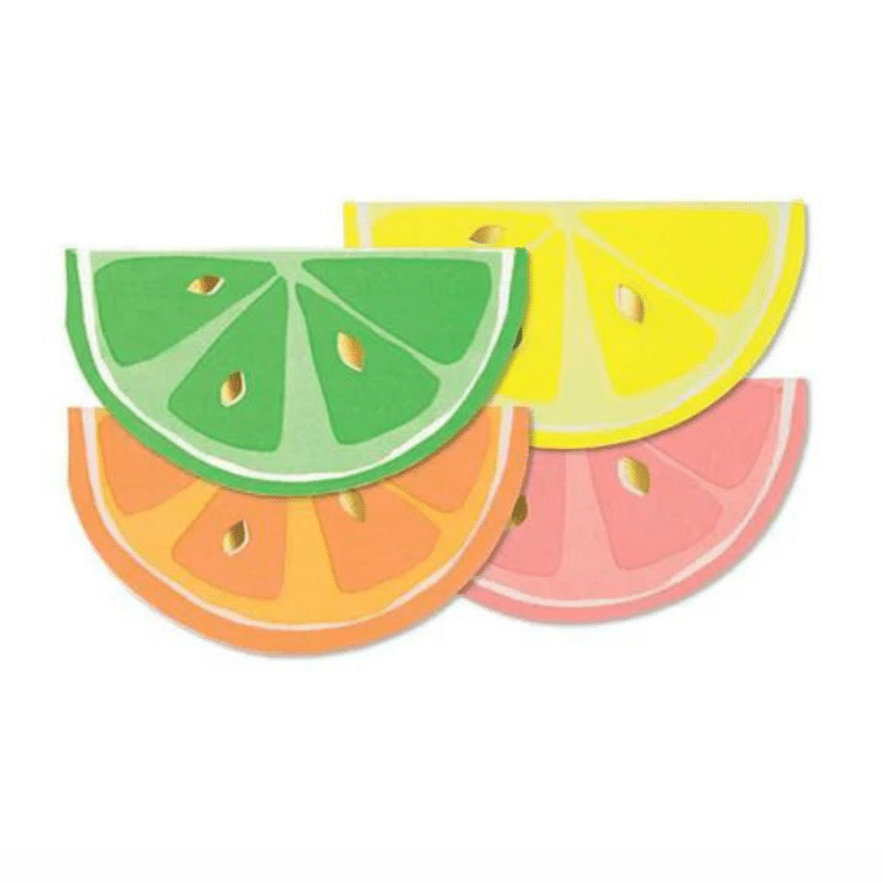 Colorful citrus slice design napkins, 4-design in sliced orange, grapefruit, lemon and lime