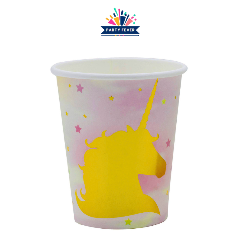Unicorn Rainbow Foil Paper Cups in 8 Pack