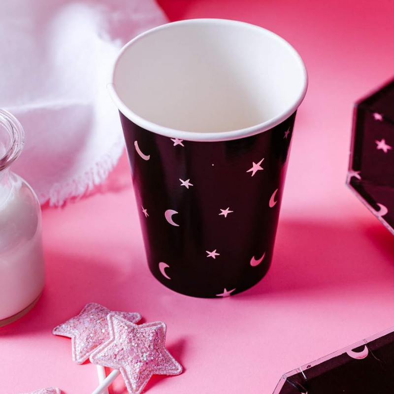 Celestial-themed disposable party cups