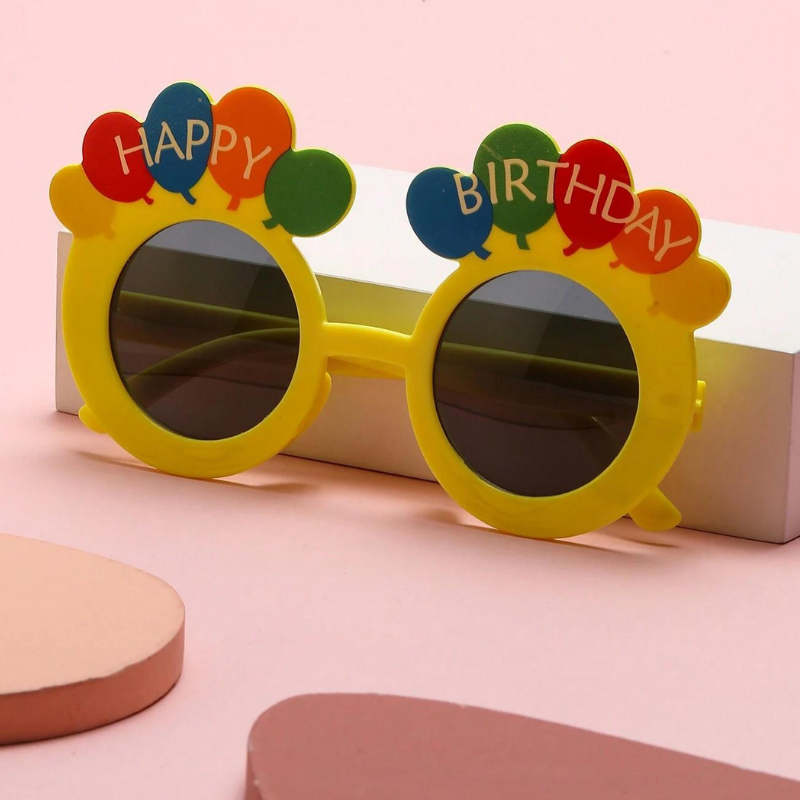 Bright yellow party shades for birthday photo sessions