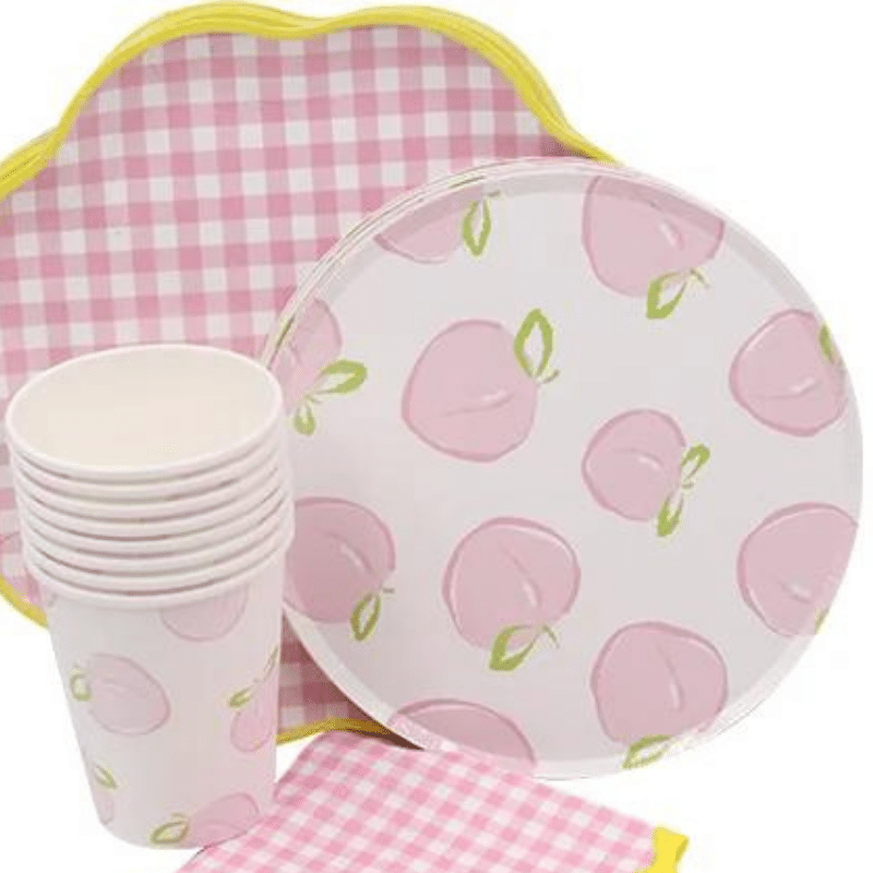 Effortless Cleanup and Maximum Fun - Fruity Pink Peach Pattern Party Sets