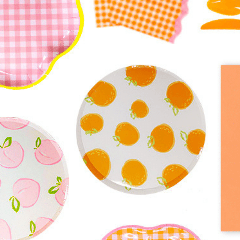 Colorful party plates in orange - Pack of 8 - 7inch