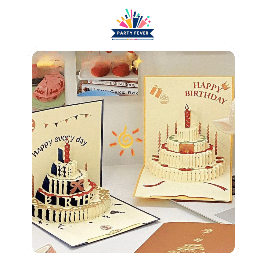 Unique 3D Cake Birthday Card(one card, one separate note and one envelope))