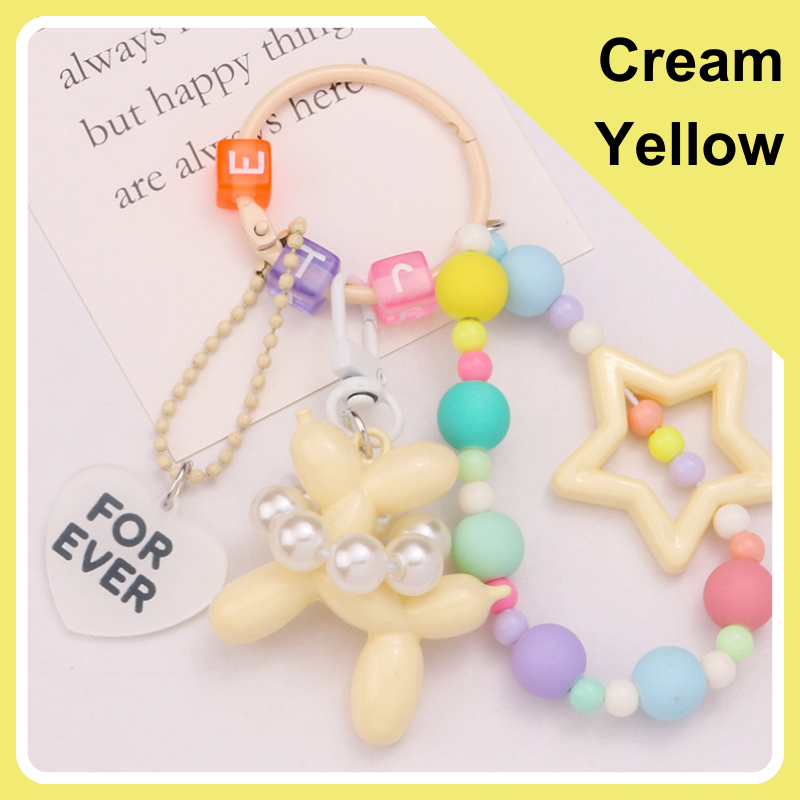 Balloon Dog Star Love Heart Stylish Handbag Charm - cream yellow