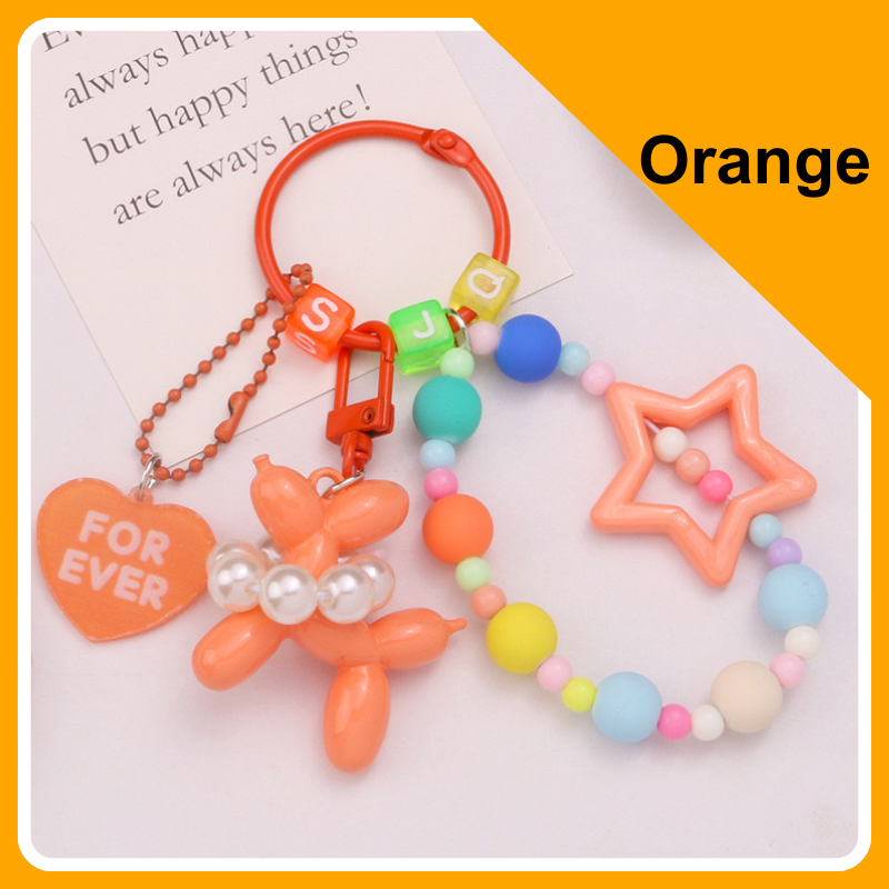 Balloon Dog Star Love Heart Stylish Handbag Charm - orange