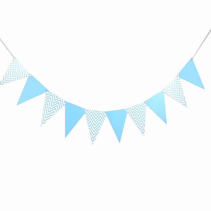 Elegant Sky Blue Chevron Banner - Hanging Party Decor